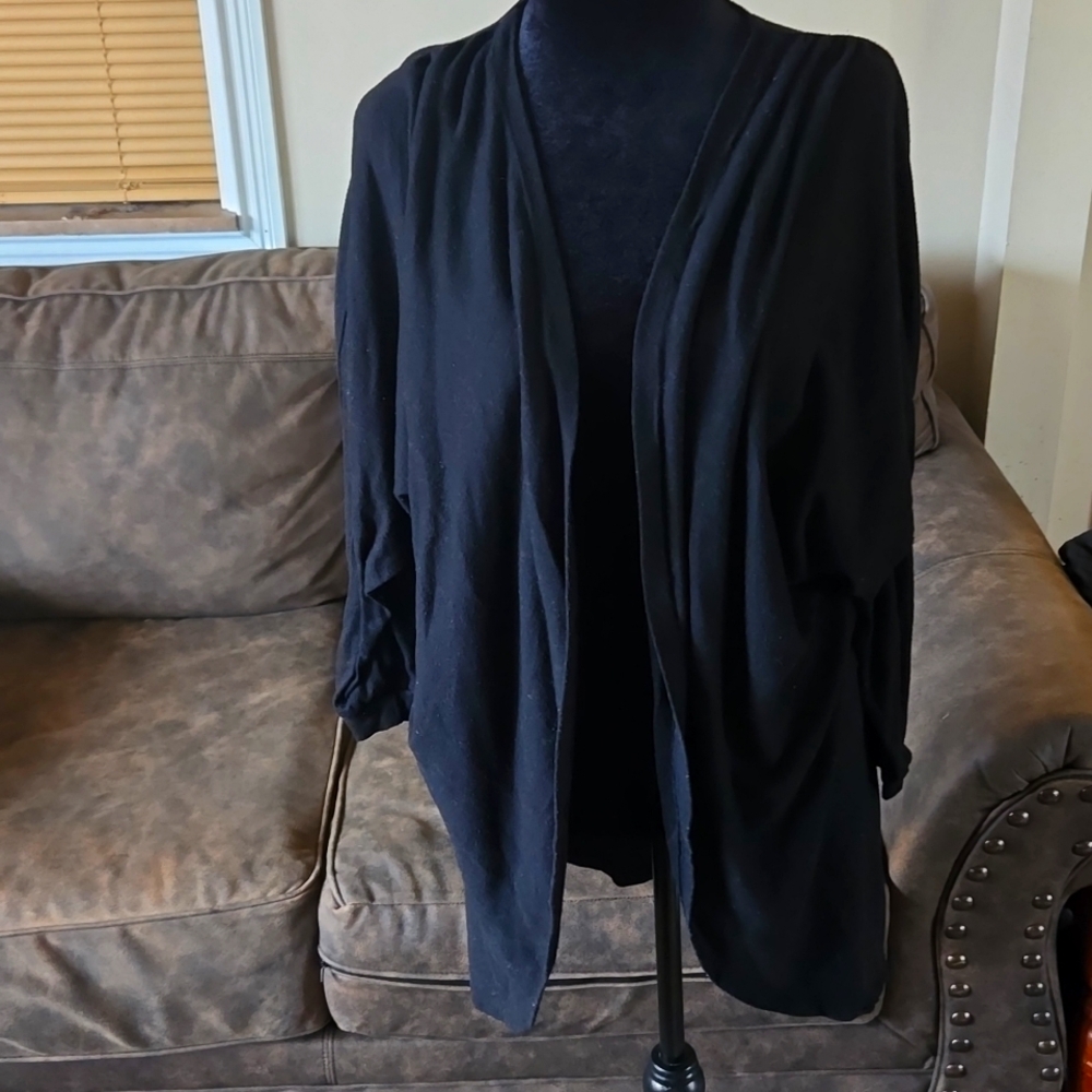 Rouge Collection Open Front Black Cardigan Qtr Sleeves ~ Size 1x